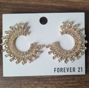 Forever 21 Gold and Iridescent Teardrop Earrings